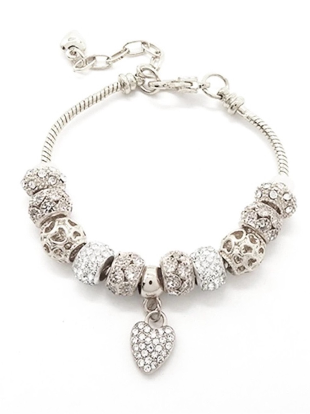 NWT GORGEOUS Silver & Diamond Charm Bracelet